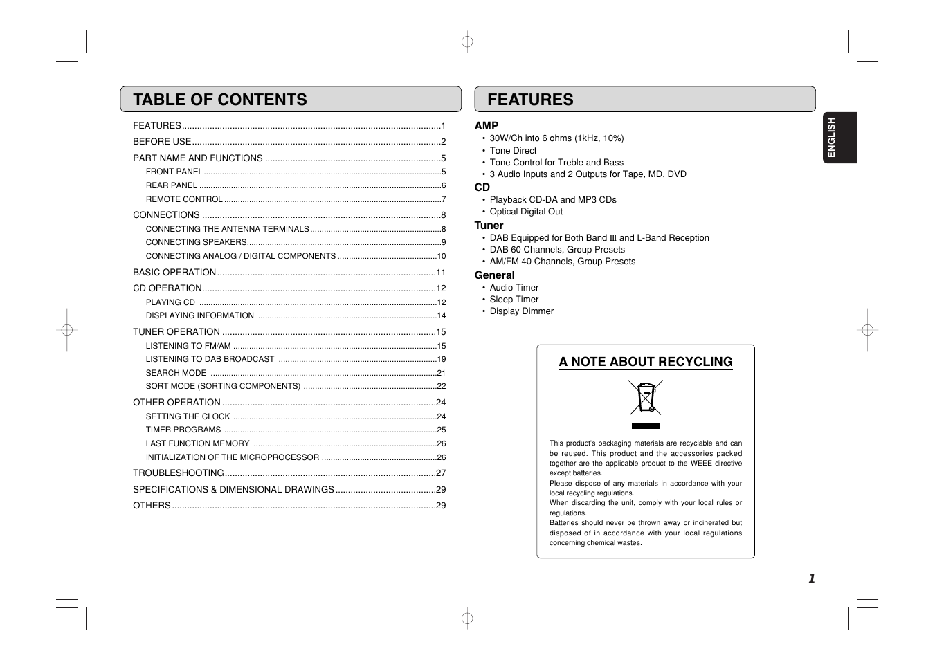 Marantz CR601 User Manual | Page 5 / 34