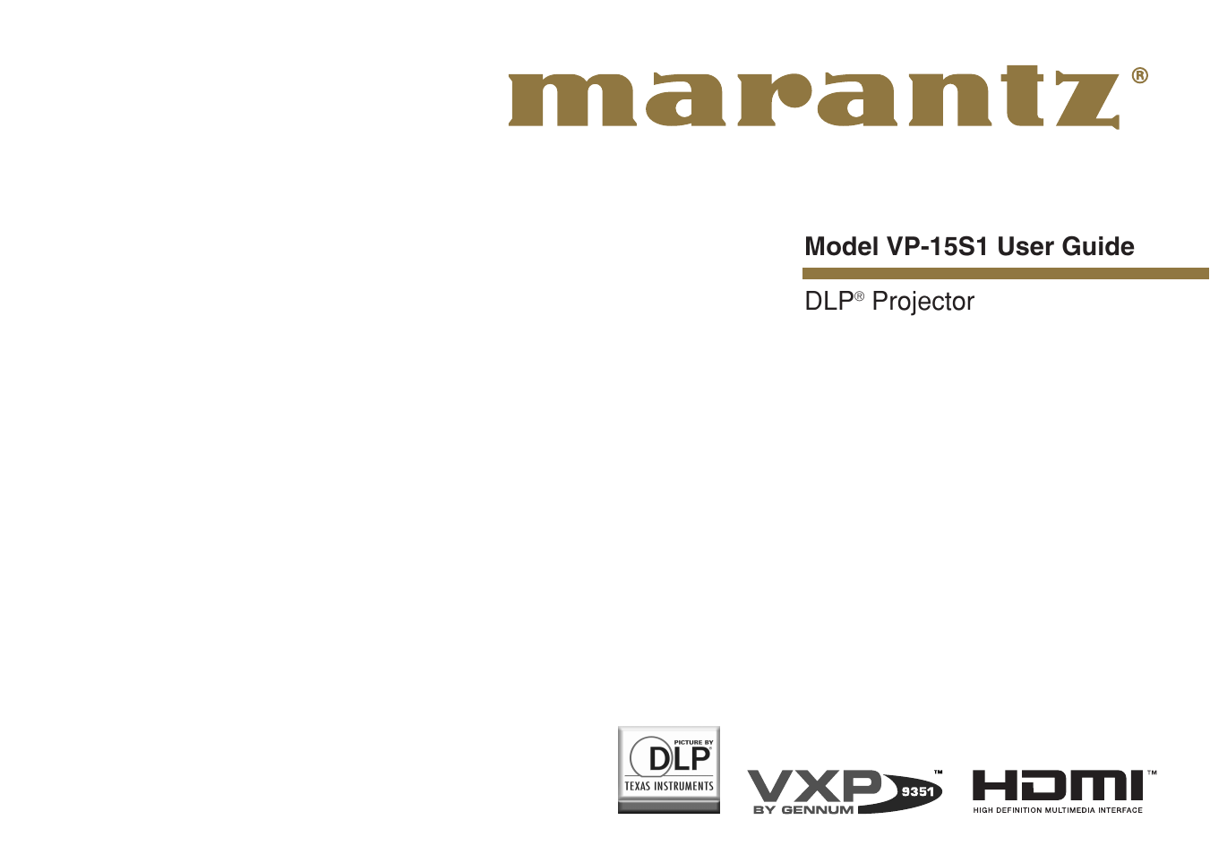 Marantz VP-15S1 User Manual | 47 pages