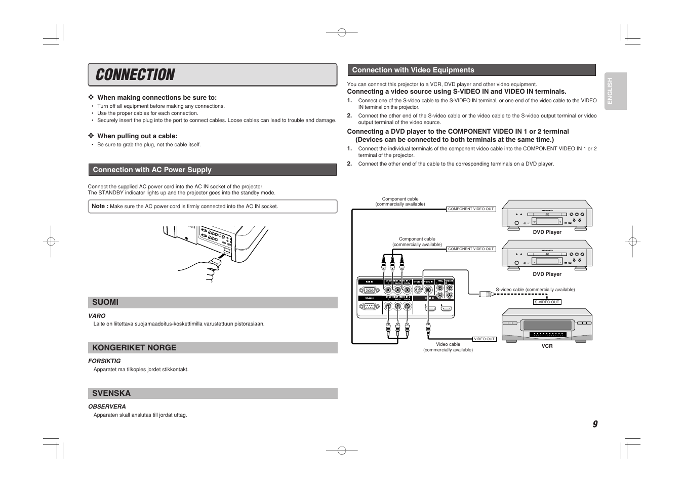 Connection, Fl off standby fl off standby | Marantz VP-15S1 User Manual | Page 17 / 47