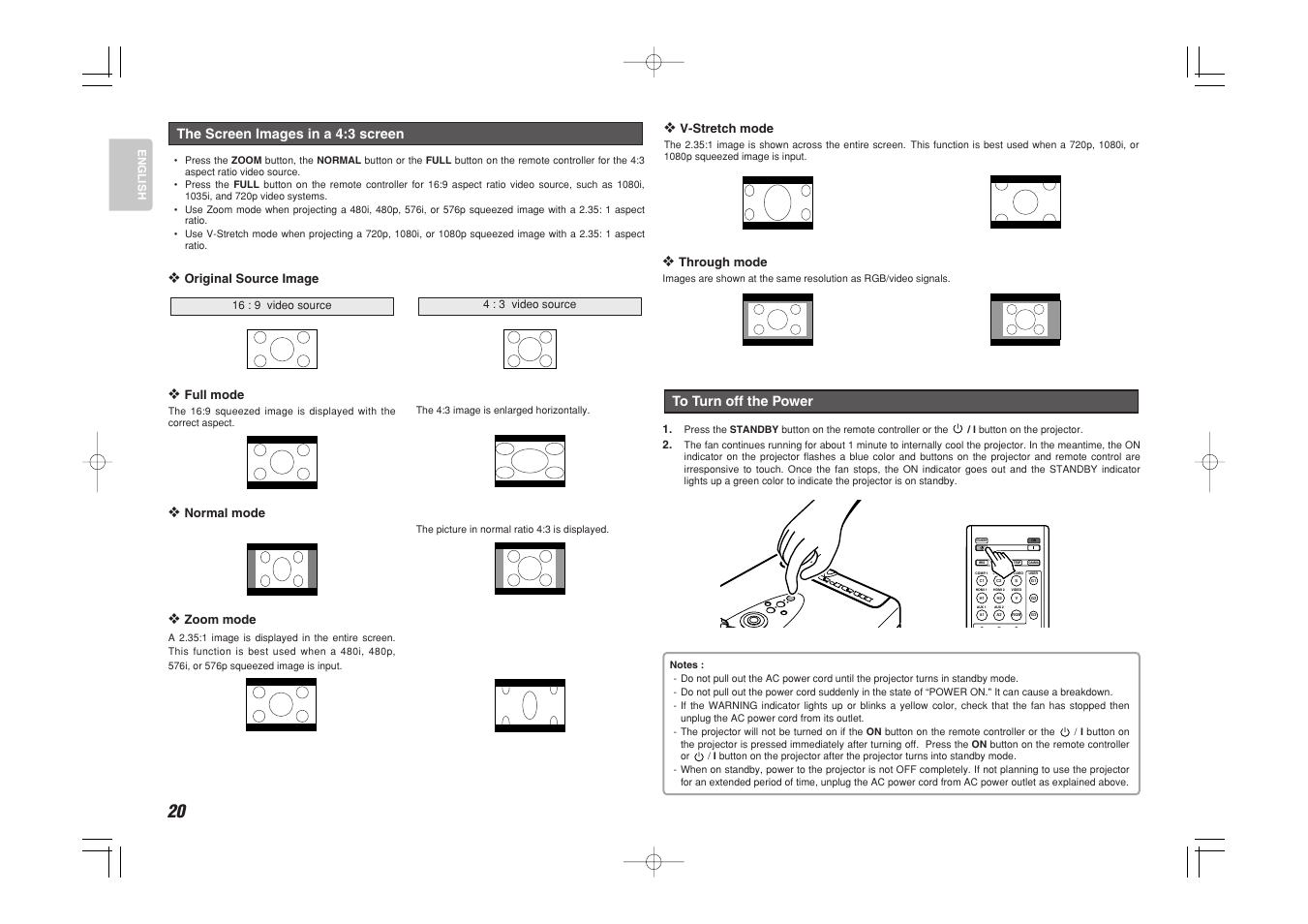 The screen images in a 4:3 screen | Marantz VP-15S1 User Manual | Page 28 / 47