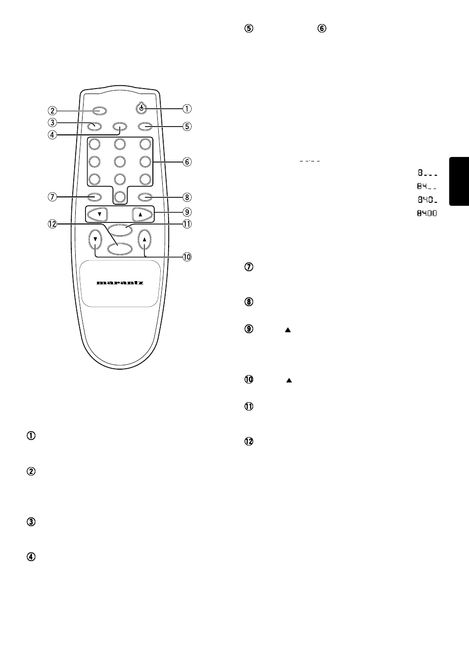 Name and use of each button on the remote control | Marantz ST6000 User Manual | Page 9 / 14