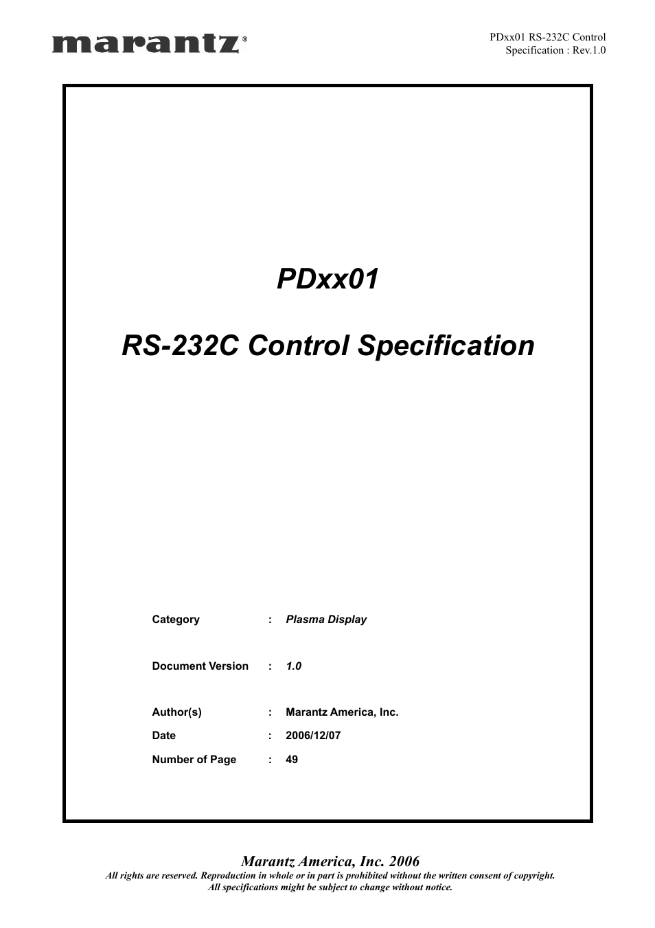 Marantz PDxx01 User Manual | 49 pages