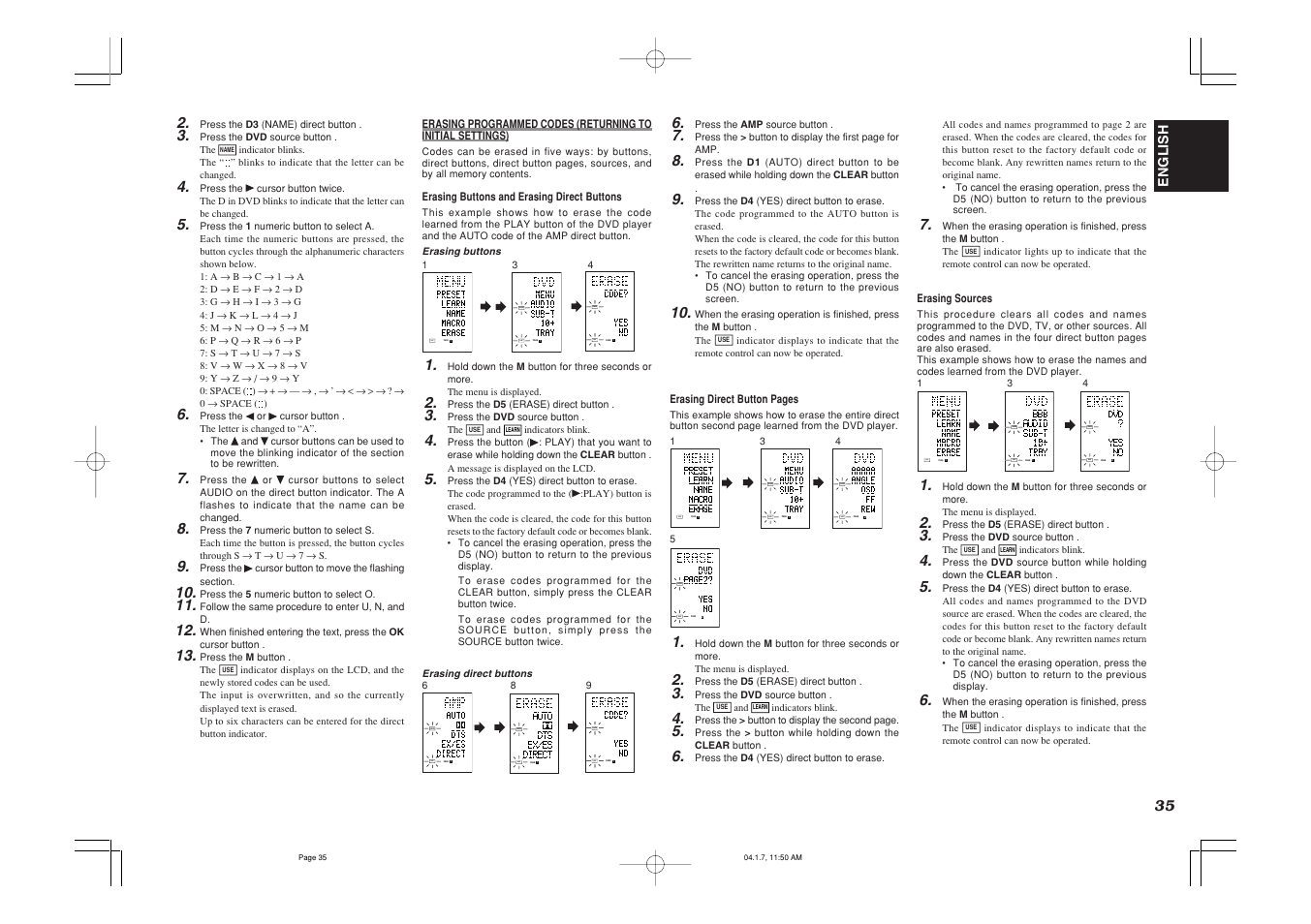 Use page, Learn use page, English | Marantz SR8400 User Manual | Page 38 / 52