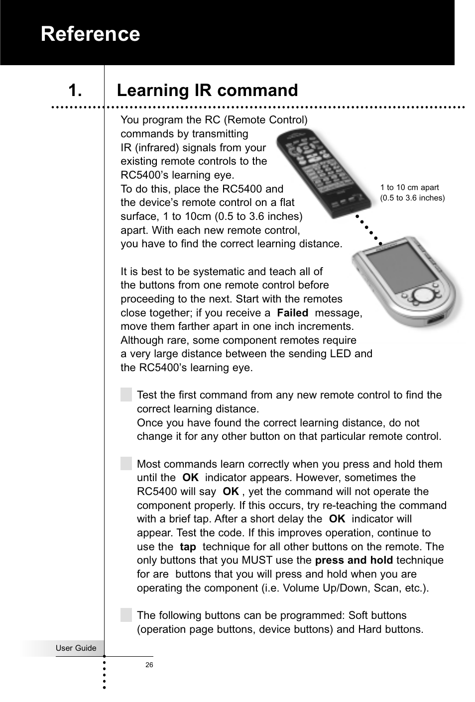 Reference, Learning ir command | Marantz RC5400 User Manual | Page 30 / 68