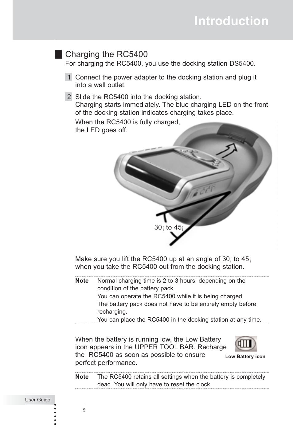 Introduction, Charging the rc5400 | Marantz RC5400 User Manual | Page 9 / 68