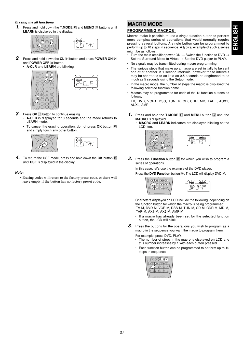 English, Macro mode | Marantz SR6300 User Manual | Page 32 / 43