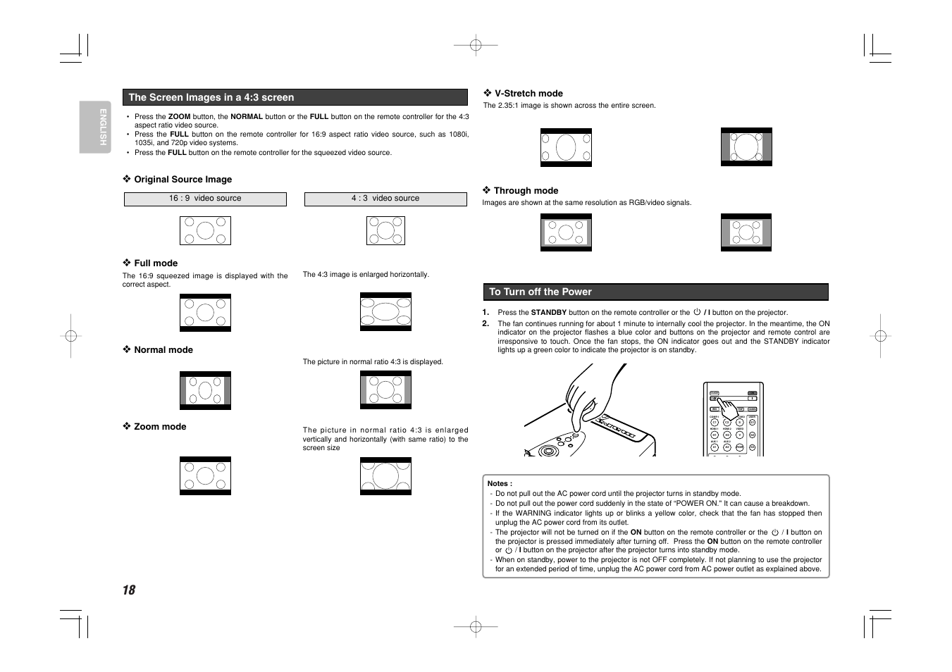 The screen images in a 4:3 screen | Marantz VP-11S1 User Manual | Page 26 / 43