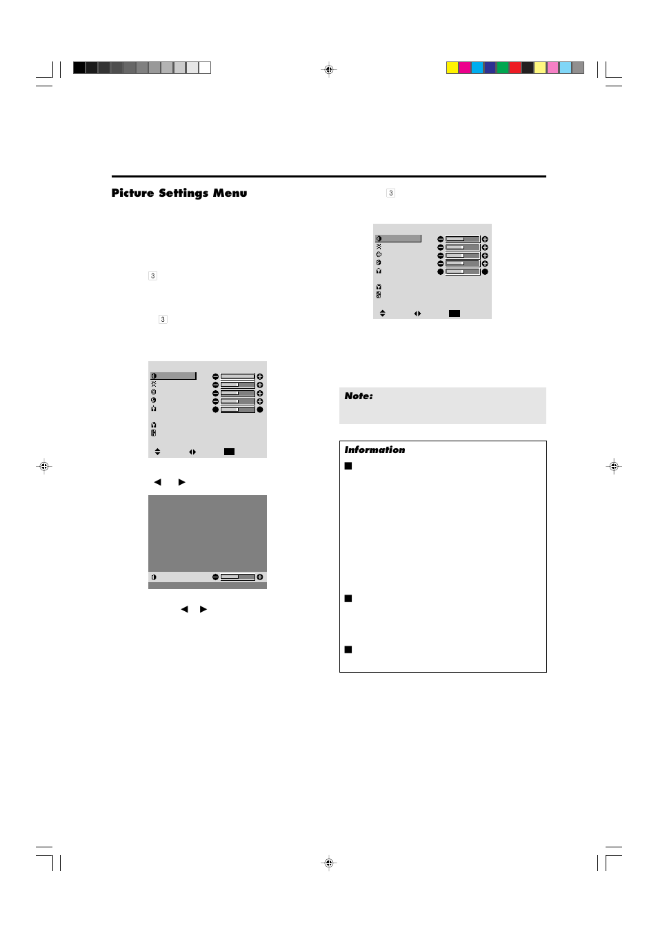 Picture settings menu | Marantz PD4292D User Manual | Page 37 / 67