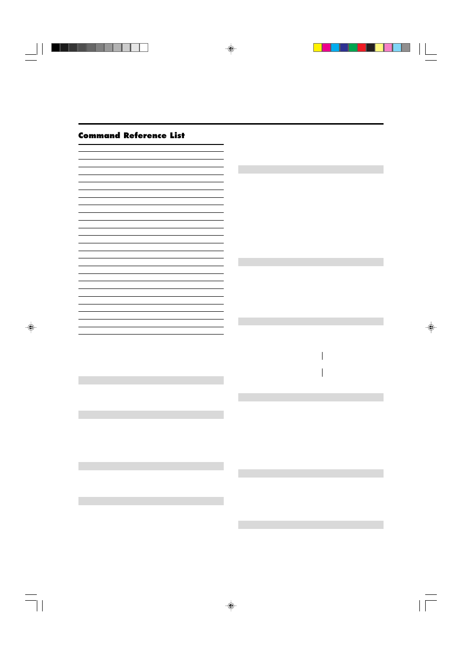 Command reference list | Marantz PD4292D User Manual | Page 57 / 67