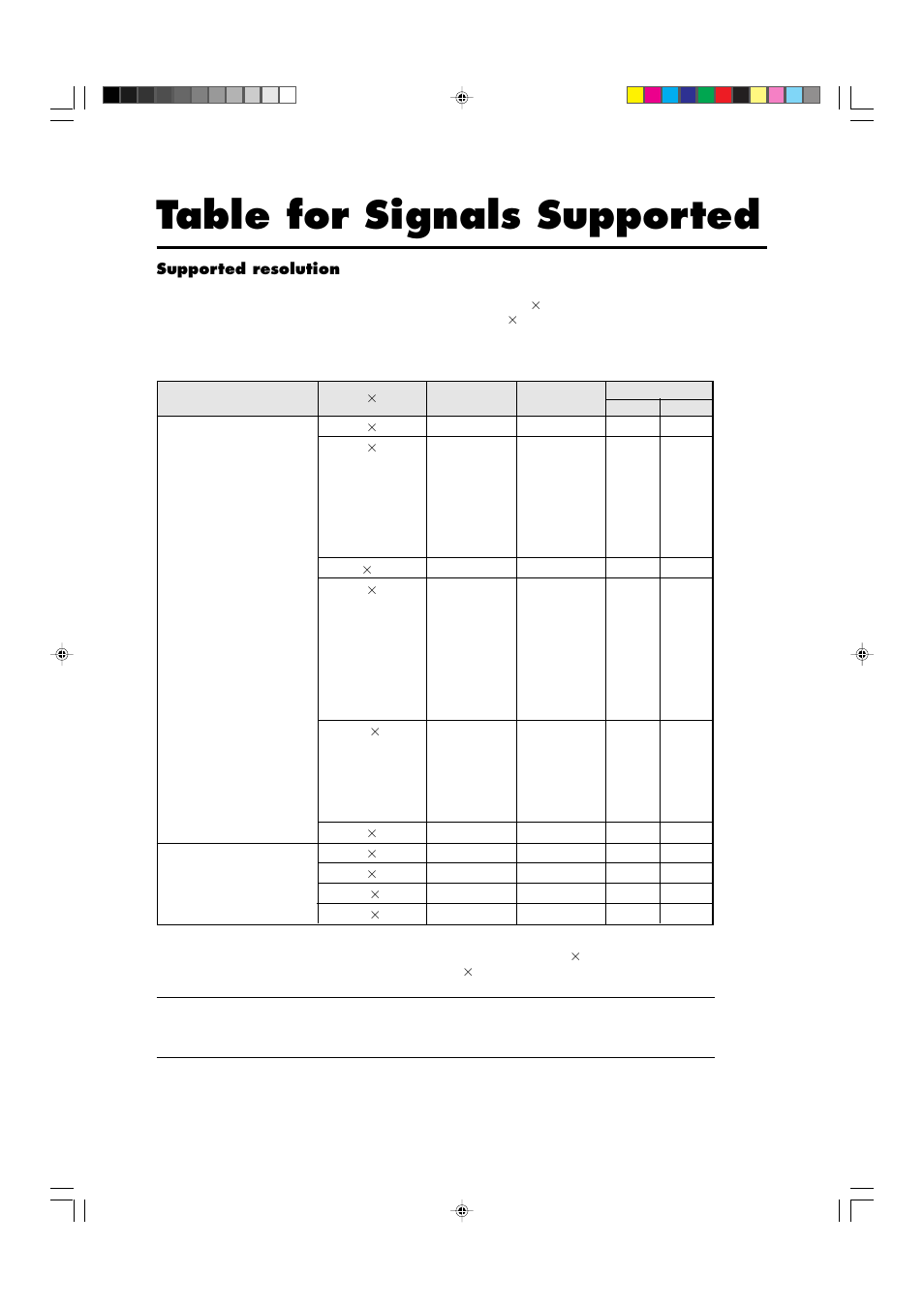 Table for signals supported | Marantz PD4292D User Manual | Page 63 / 67