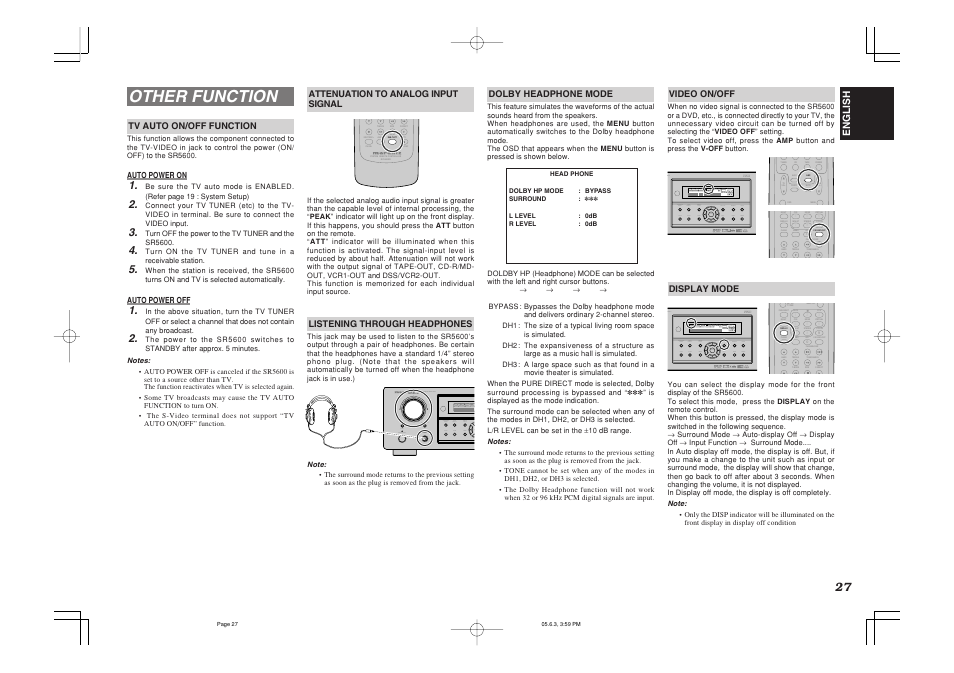 Other function | Marantz SR5600 User Manual | Page 31 / 42