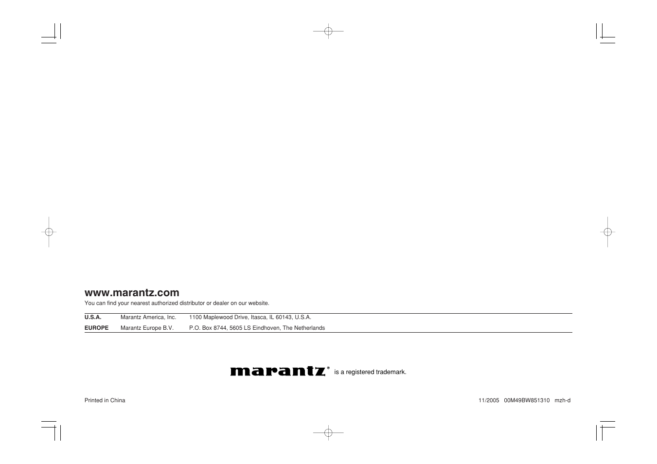 Marantz CR401 User Manual | Page 29 / 29