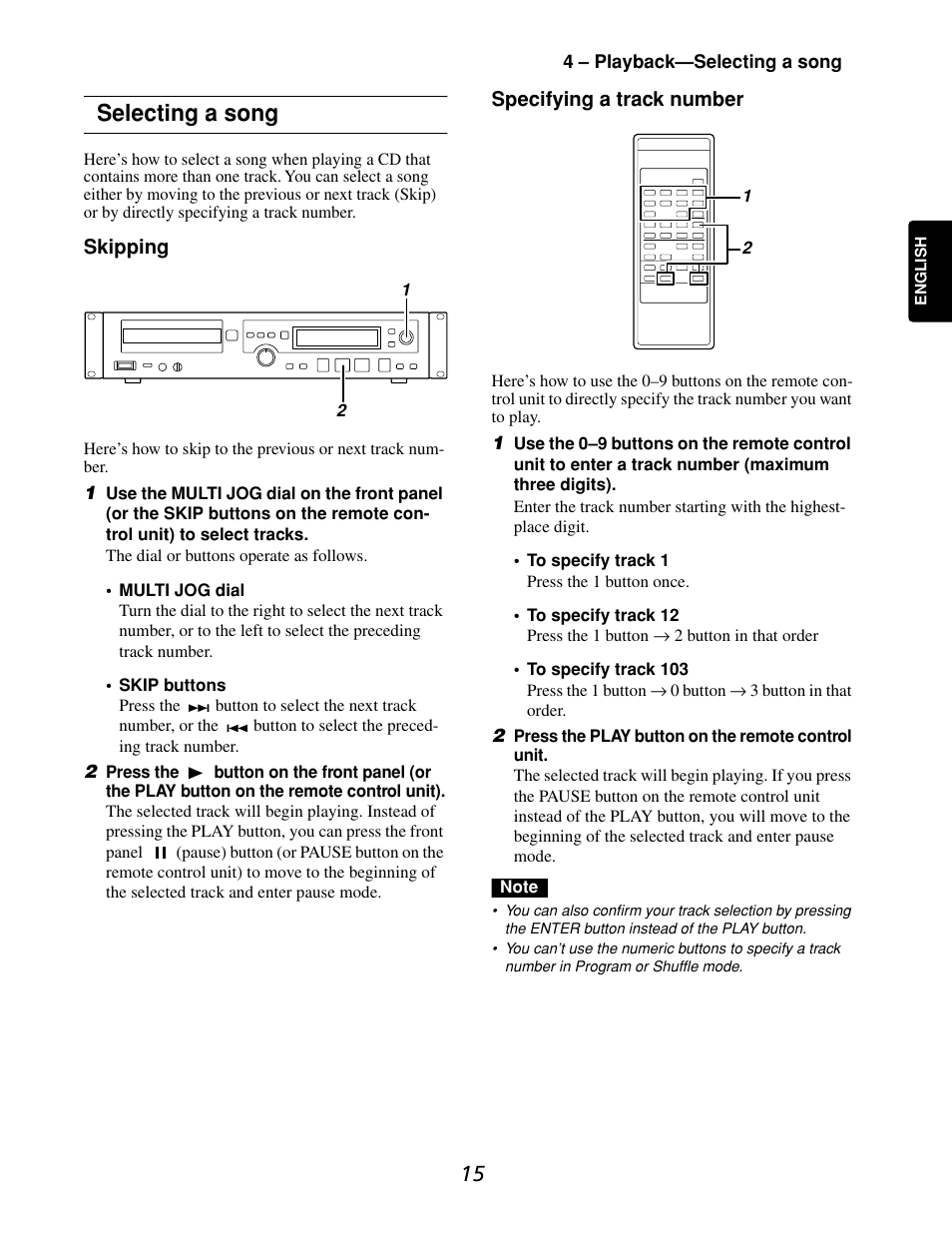 Selecting a song | Marantz CDR632 User Manual | Page 15 / 40