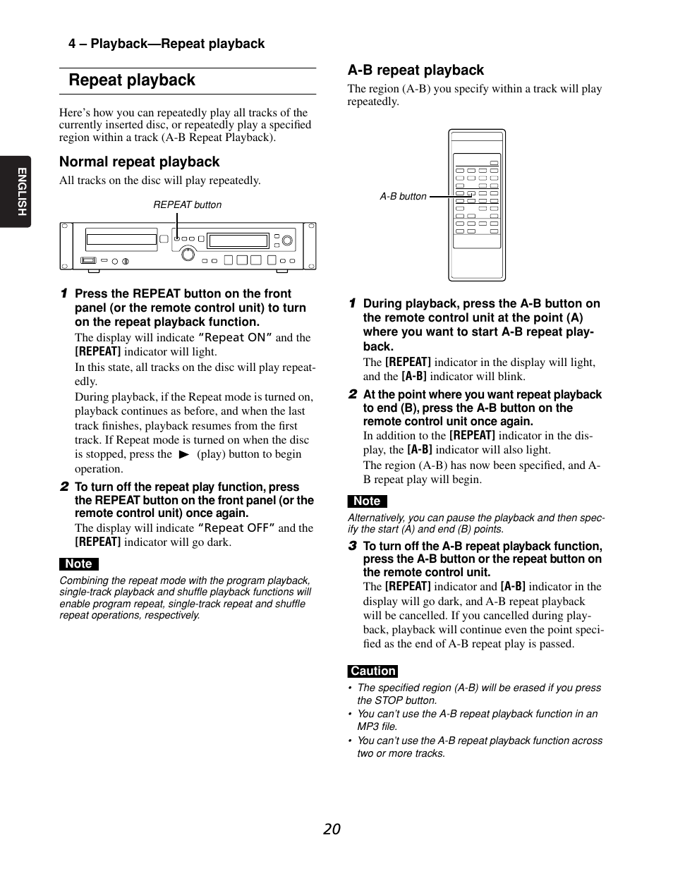 Repeat playback | Marantz CDR632 User Manual | Page 20 / 40