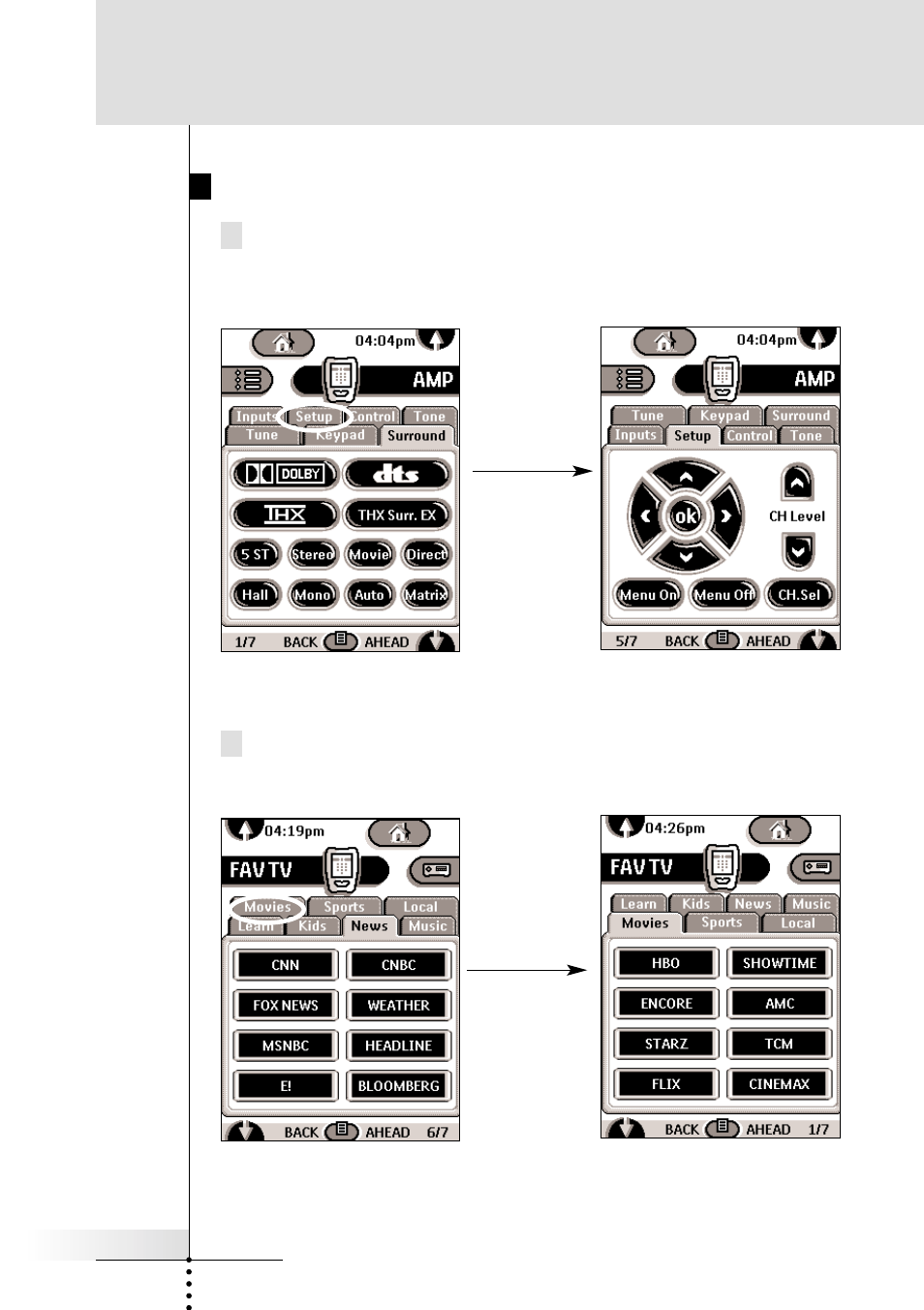 Getting started, Using tab buttons to jump to panels | Marantz RC5000i User Manual | Page 13 / 64