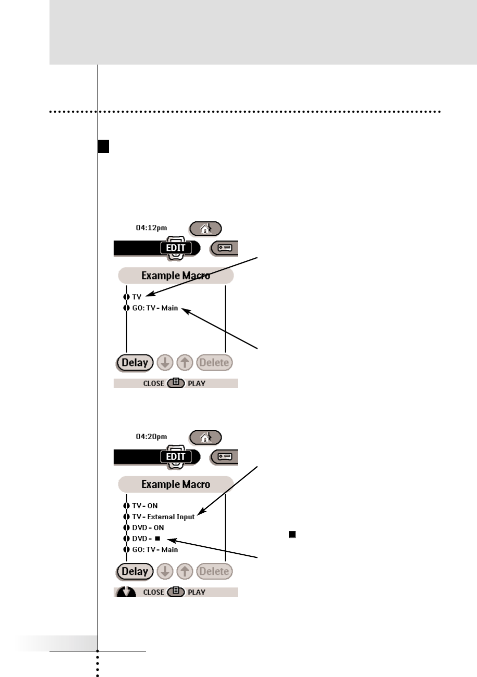 Recording macros, Reference, Edit window notation | Marantz RC5000i User Manual | Page 45 / 64