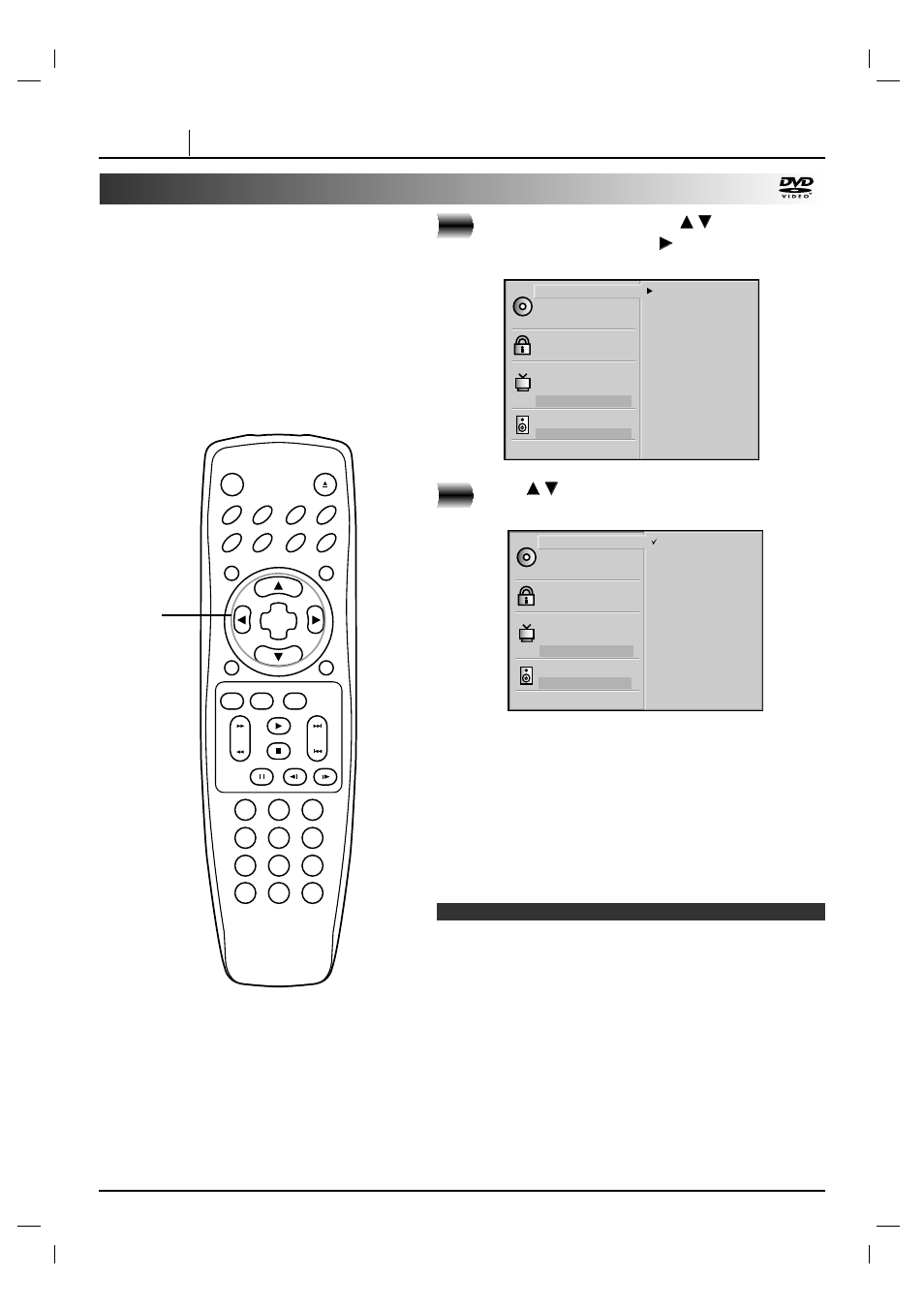 Selecting disc languages, Page 34 initial settings, At the setup screen, press | Press | Marantz DV4200 User Manual | Page 34 / 45