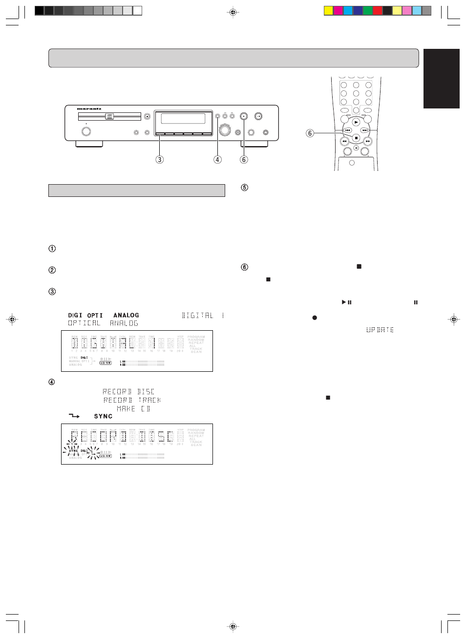 Recording, English, Er y y | Cd-sync | Marantz DR6000 User Manual | Page 11 / 25