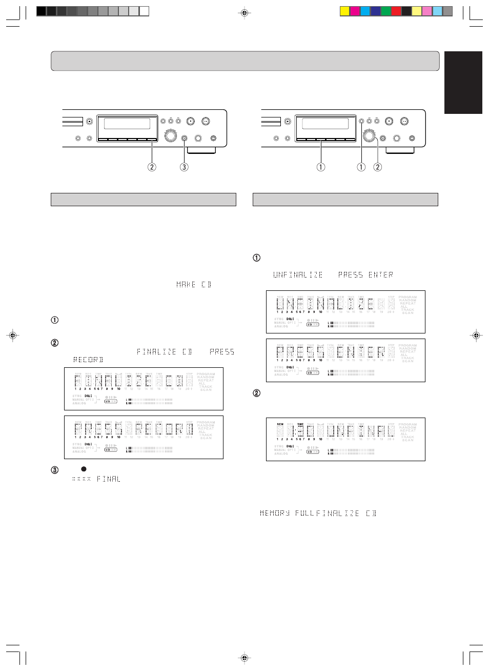 Finalizing/unfinalizing, English, Qq w | Finalizing cd-r & cd-rw discs, Unfializing cd-rw discs | Marantz DR6000 User Manual | Page 13 / 25