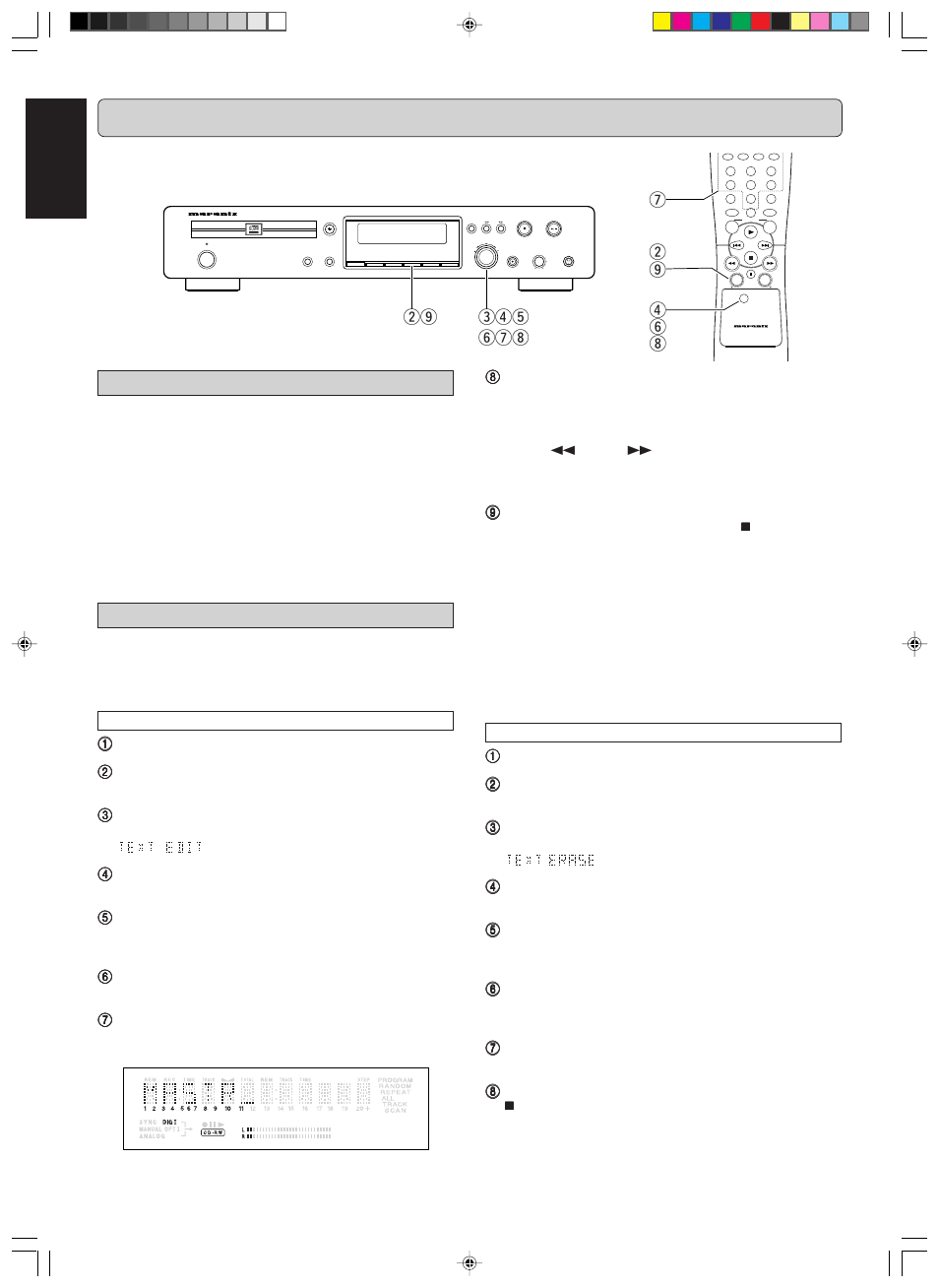 Menu mode, English, Menu mode can set up | Text settings | Marantz DR6000 User Manual | Page 18 / 25