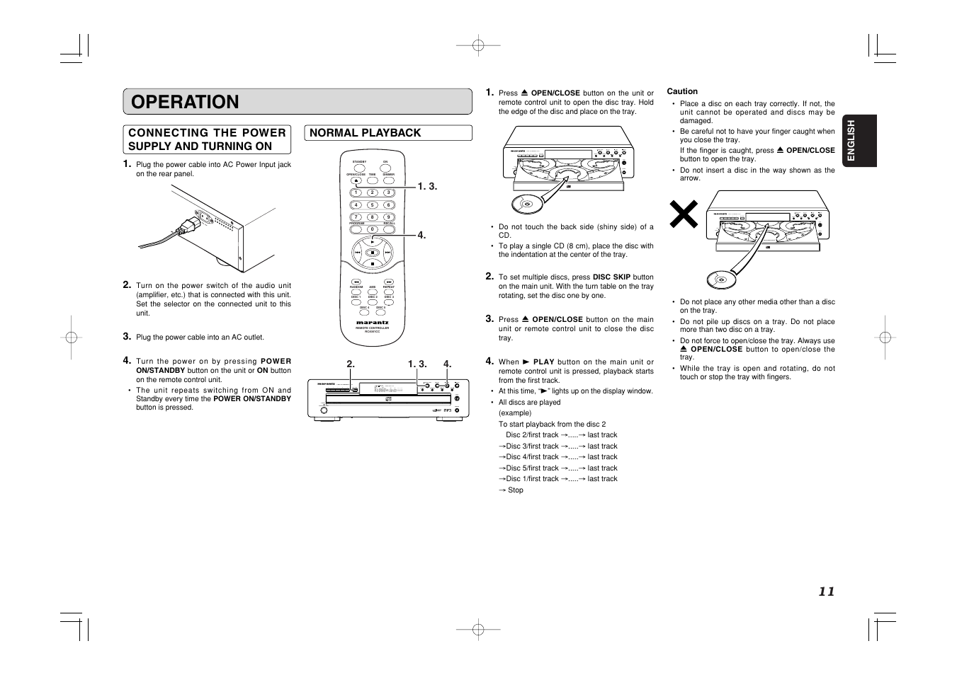 Operation, Ac in | Marantz CC4001 User Manual | Page 14 / 24