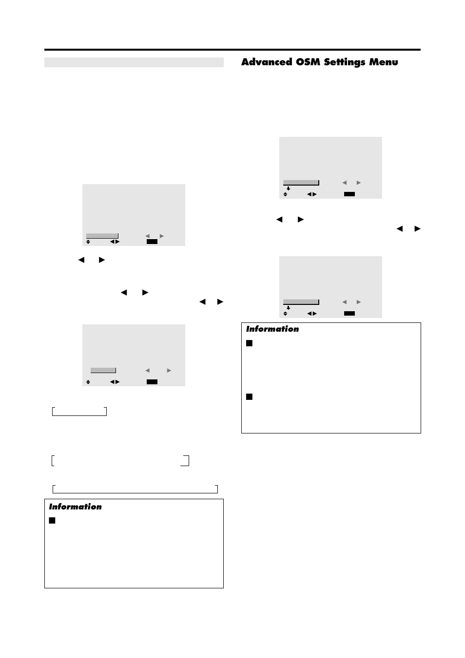 Advanced osm settings menu, Use the, Button is pressed | Divider, Work time | Marantz PD4240D User Manual | Page 46 / 60