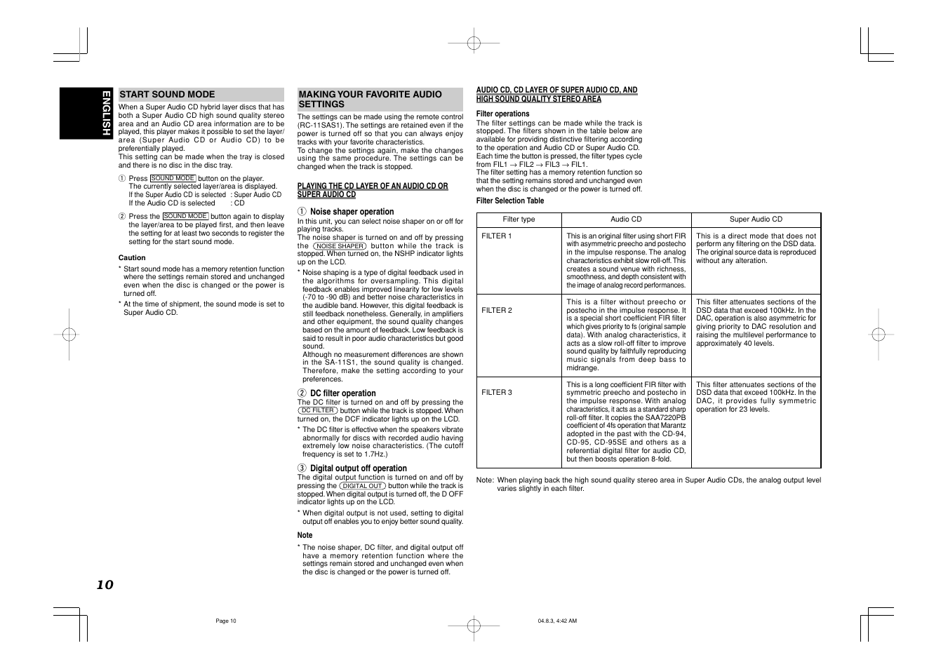 Marantz SA-11S1 User Manual | Page 14 / 19