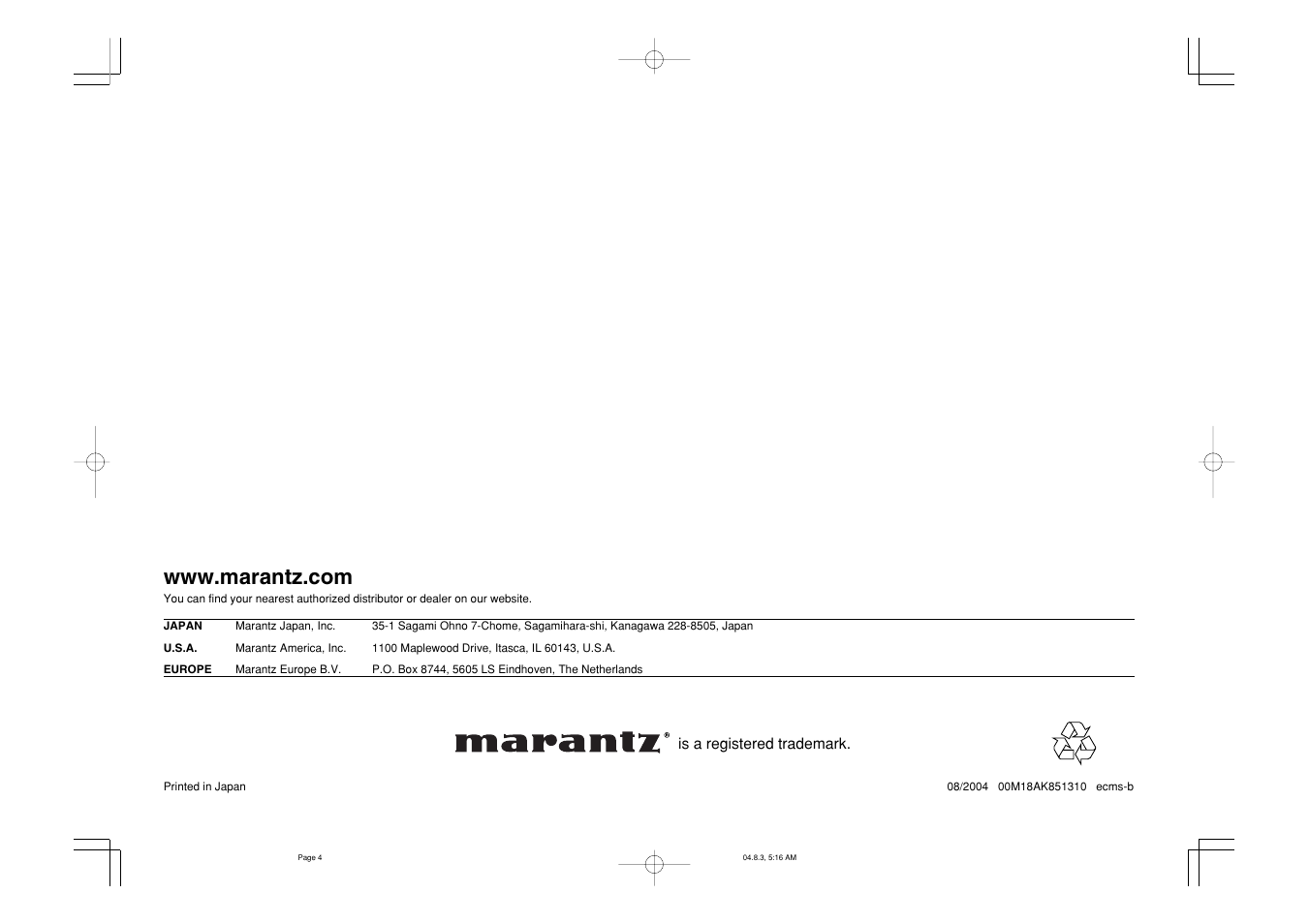 Marantz SA-11S1 User Manual | Page 19 / 19