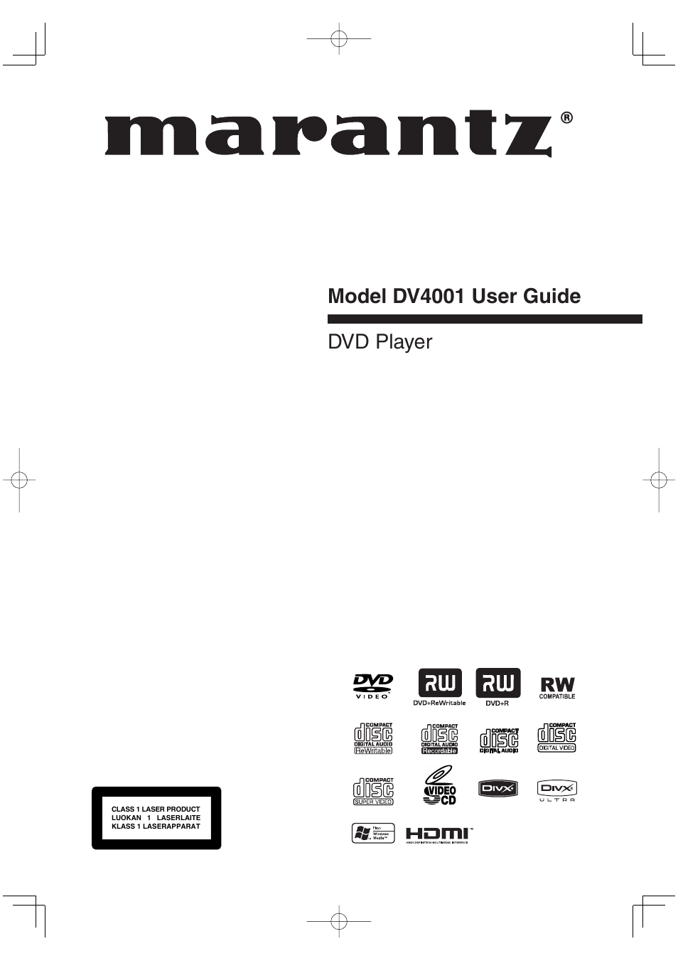 Marantz DV4001 User Manual | 54 pages