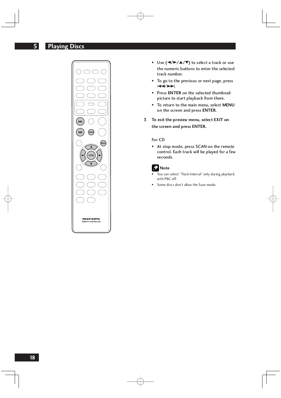 Playing discs 5 | Marantz DV4001 User Manual | Page 18 / 54