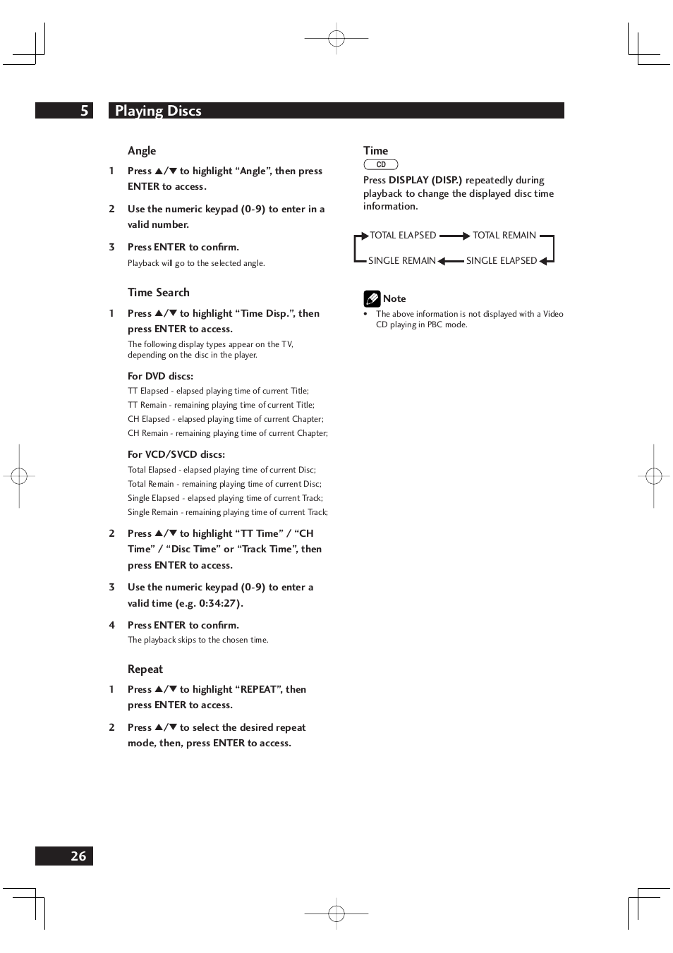 Playing discs 5 | Marantz DV4001 User Manual | Page 26 / 54