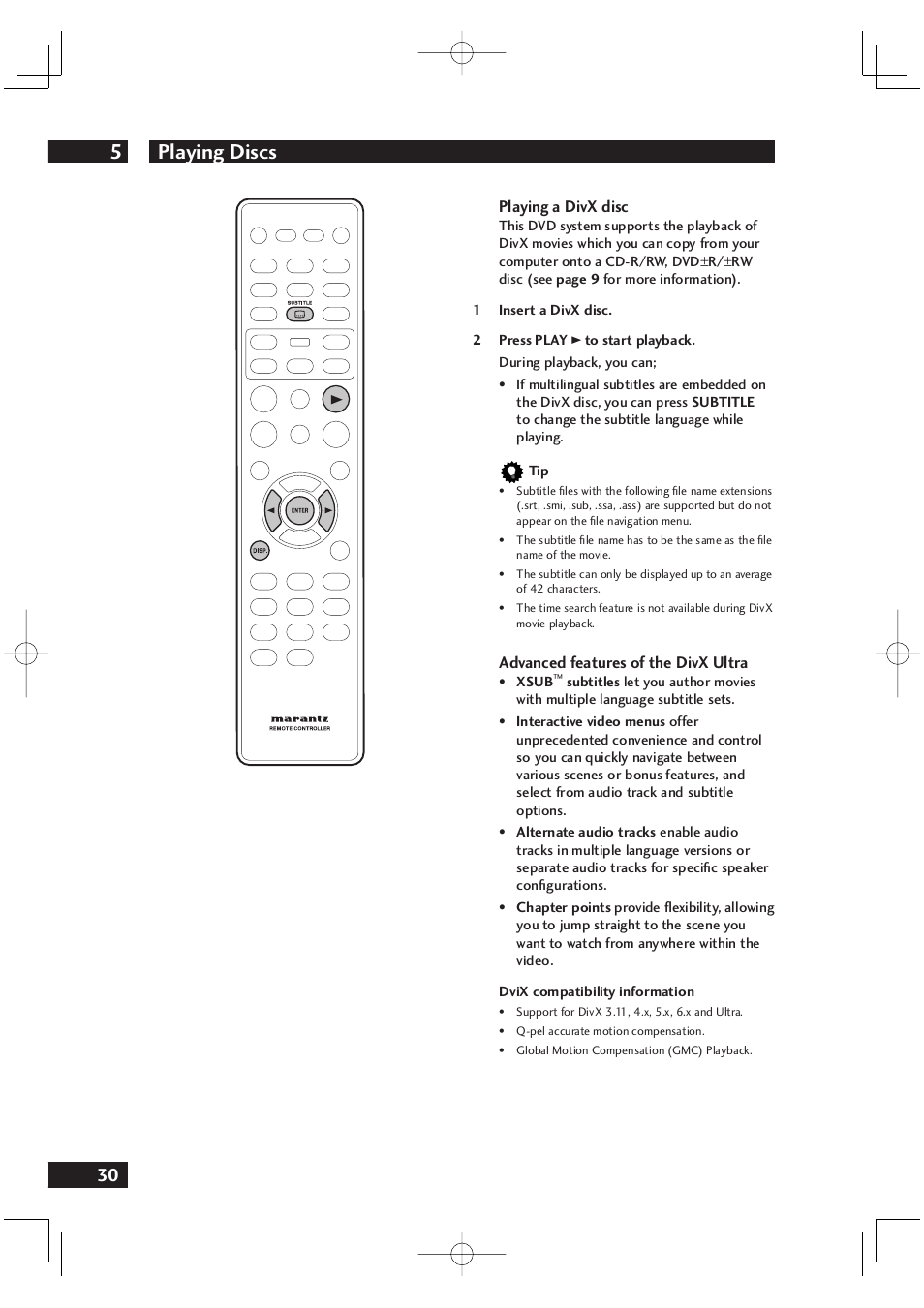 Playing discs 5 | Marantz DV4001 User Manual | Page 30 / 54