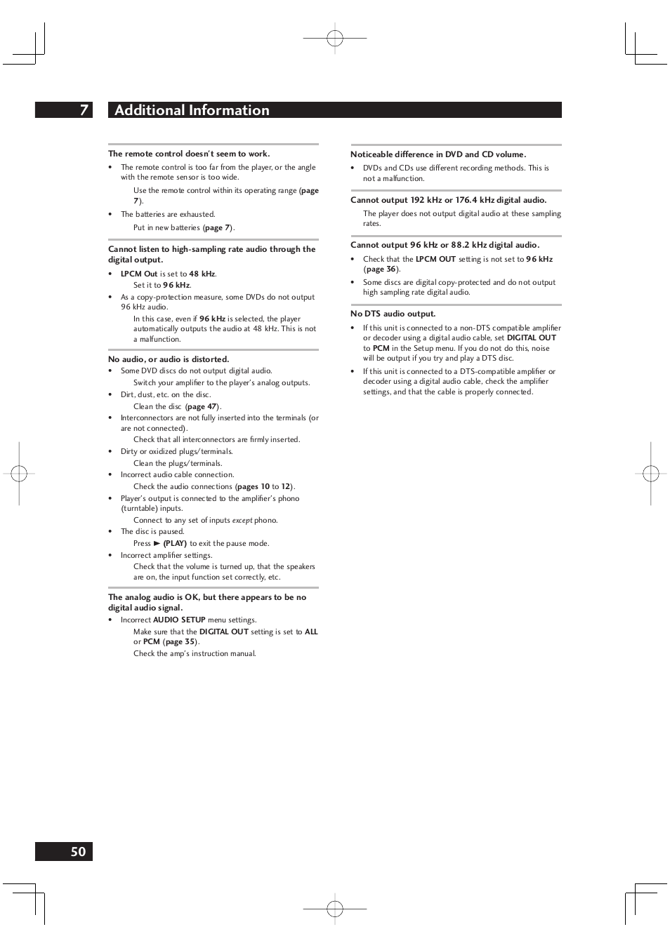 Additional information 7 | Marantz DV4001 User Manual | Page 50 / 54