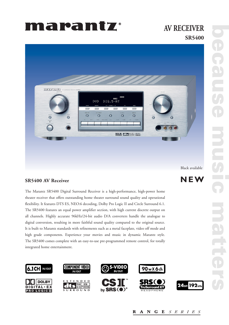 Marantz SR5400 User Manual | 4 pages