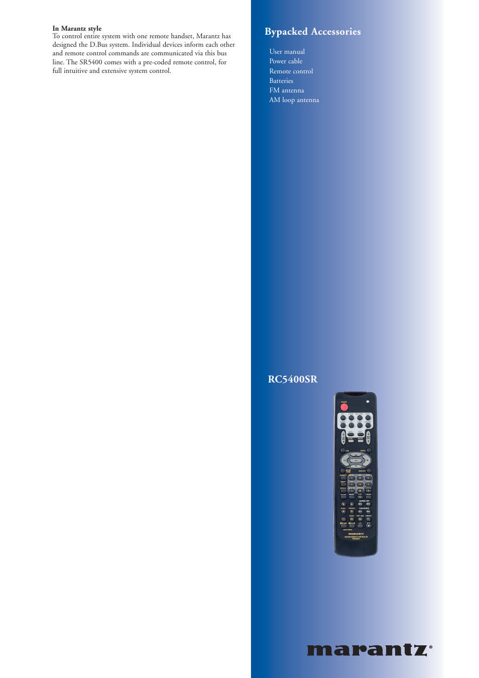 Rc5400sr bypacked accessories | Marantz SR5400 User Manual | Page 3 / 4