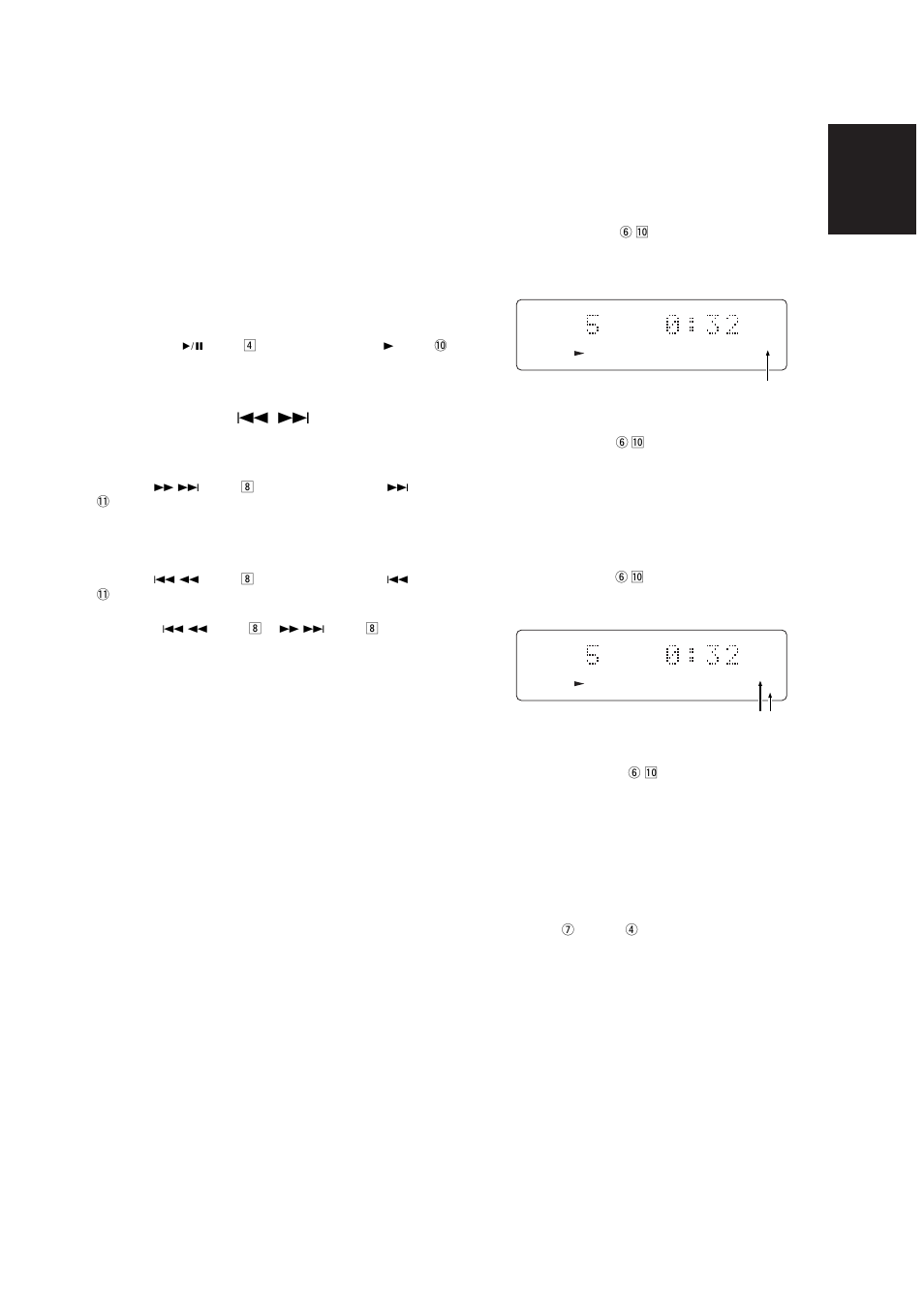 Searching/skipping, Repeat play, Track skipping ( 4 , ¢ ) | Track repeat (repeated playback of one track only), 9english | Marantz CD110 User Manual | Page 14 / 23