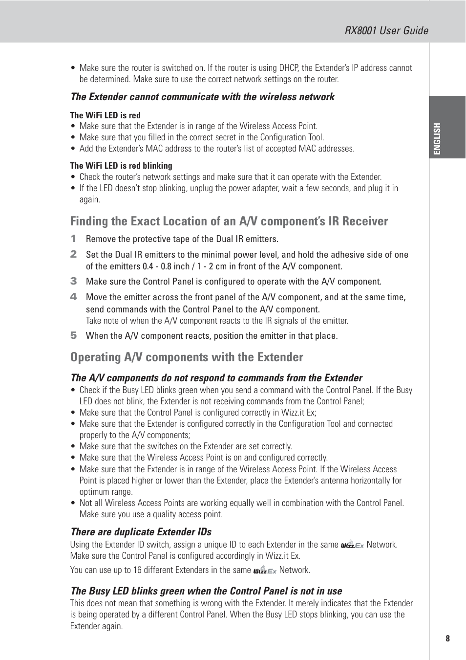 Operating a/v components with the extender | Marantz RX8001 User Manual | Page 11 / 20