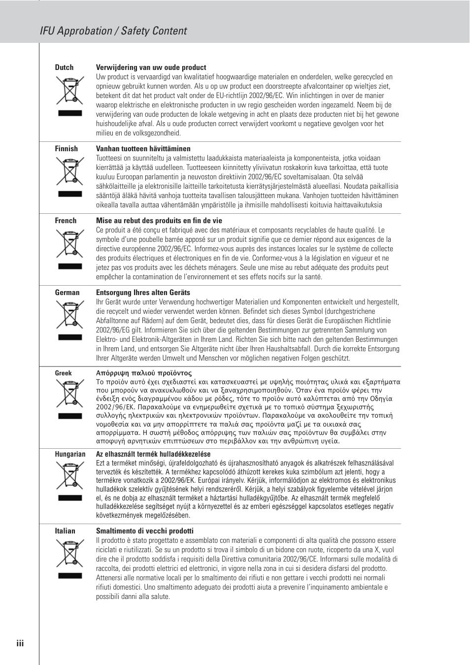 Ifu approbation / safety content | Marantz RX8001 User Manual | Page 16 / 20