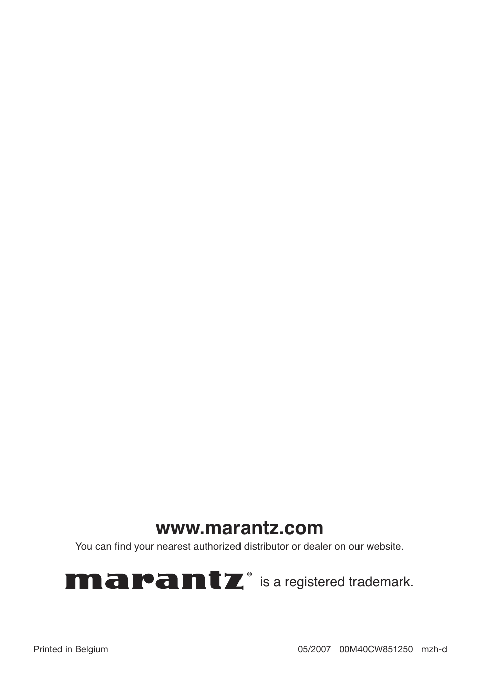 Marantz RX8001 User Manual | Page 20 / 20