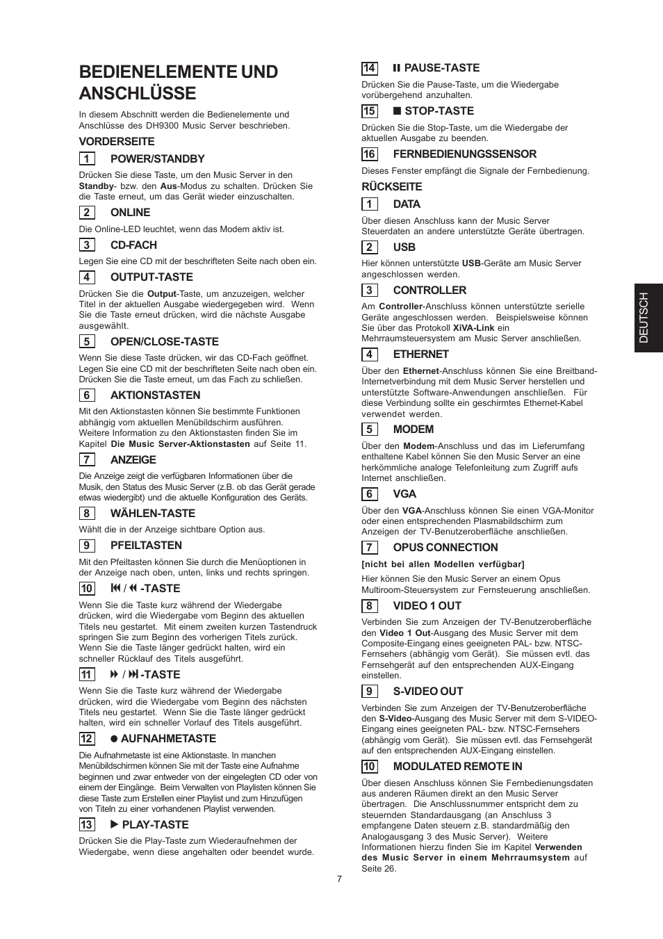 Bedienelemente und anschlüsse | Marantz DH9300 User Manual | Page 101 / 132