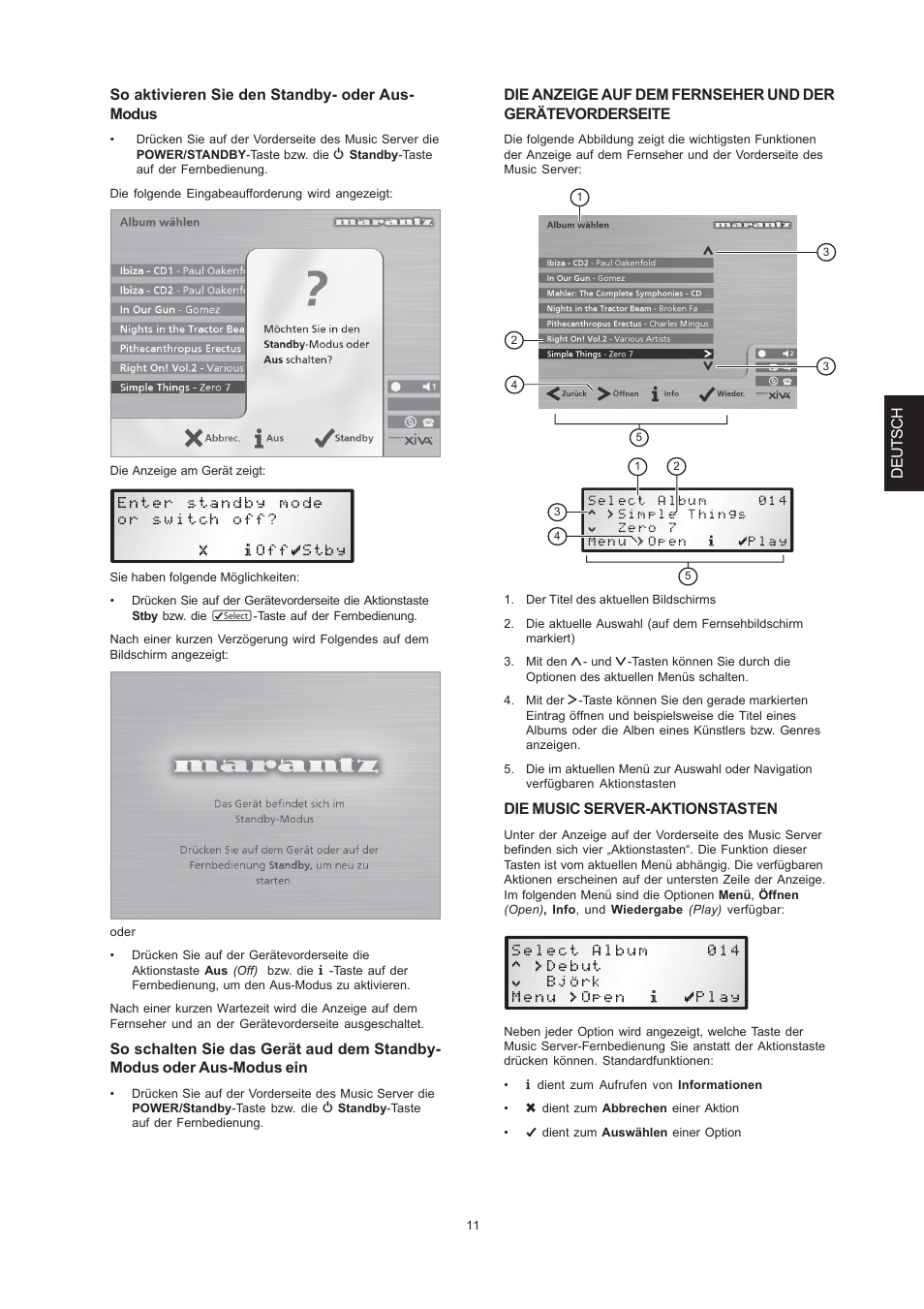 Die music server-aktionstasten | Marantz DH9300 User Manual | Page 105 / 132