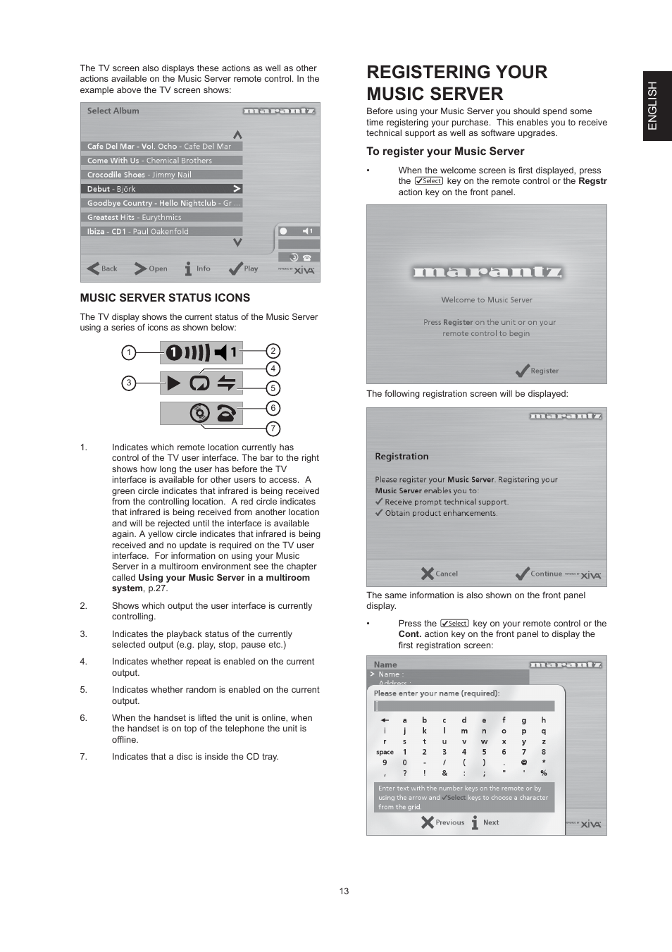 Registering your music server | Marantz DH9300 User Manual | Page 15 / 132