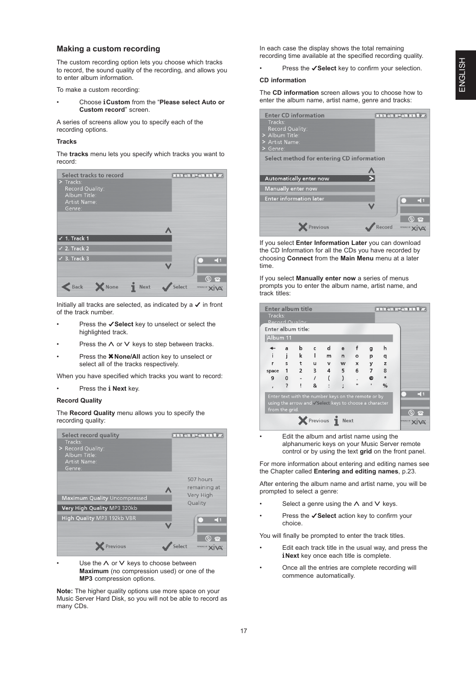 English making a custom recording | Marantz DH9300 User Manual | Page 19 / 132