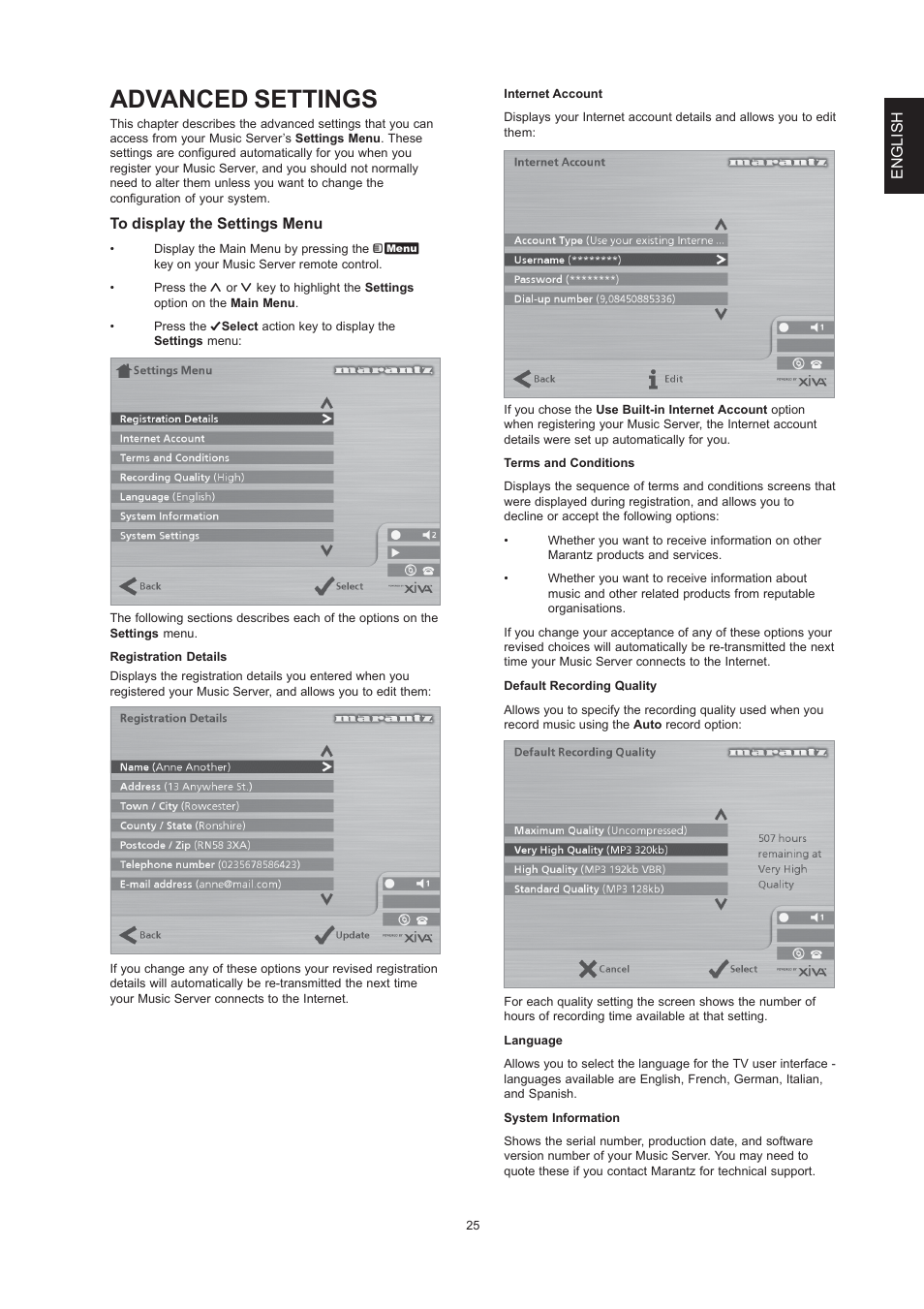 Advanced settings | Marantz DH9300 User Manual | Page 27 / 132