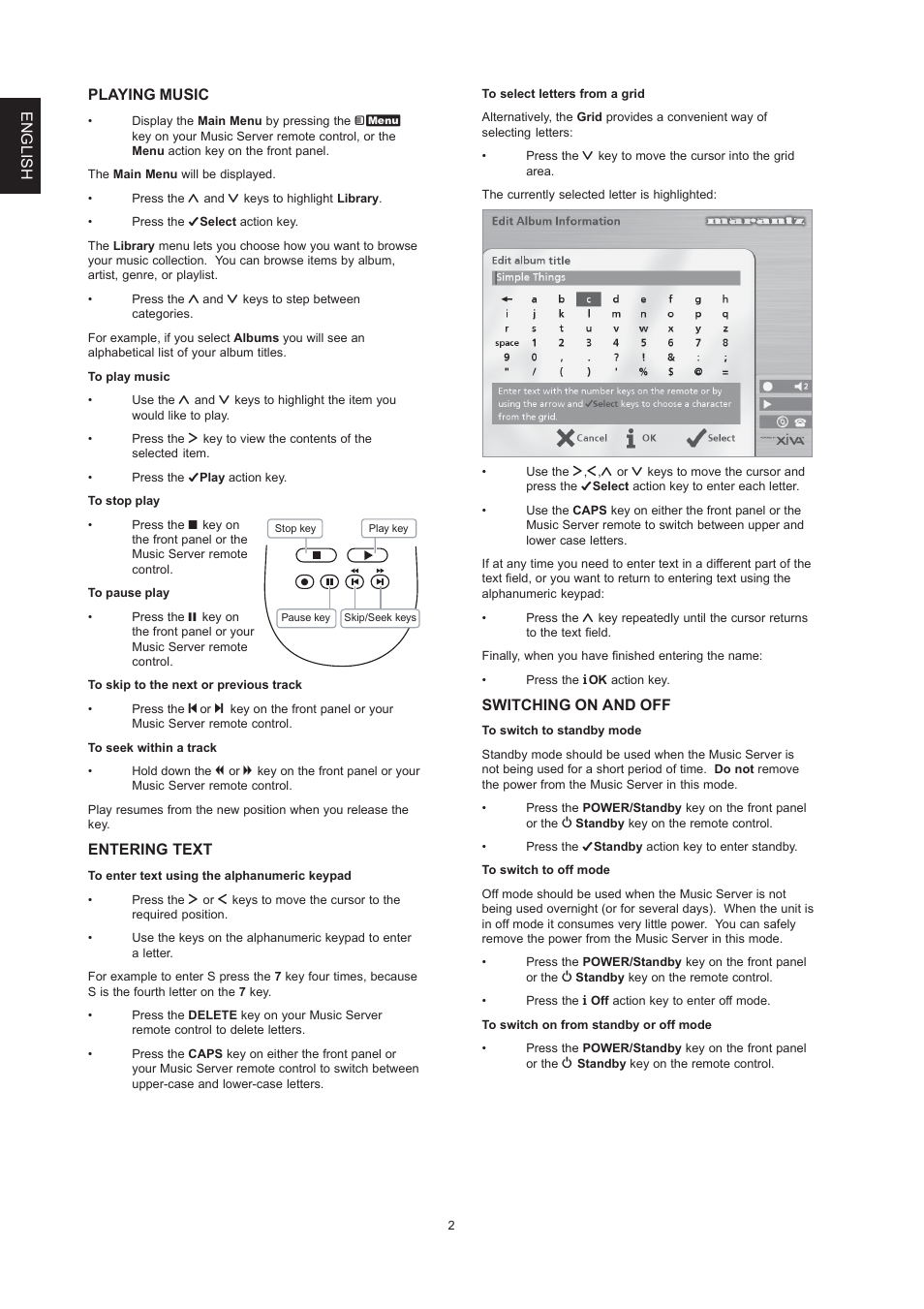 English, Switching on and off, Playing music | Entering text | Marantz DH9300 User Manual | Page 4 / 132