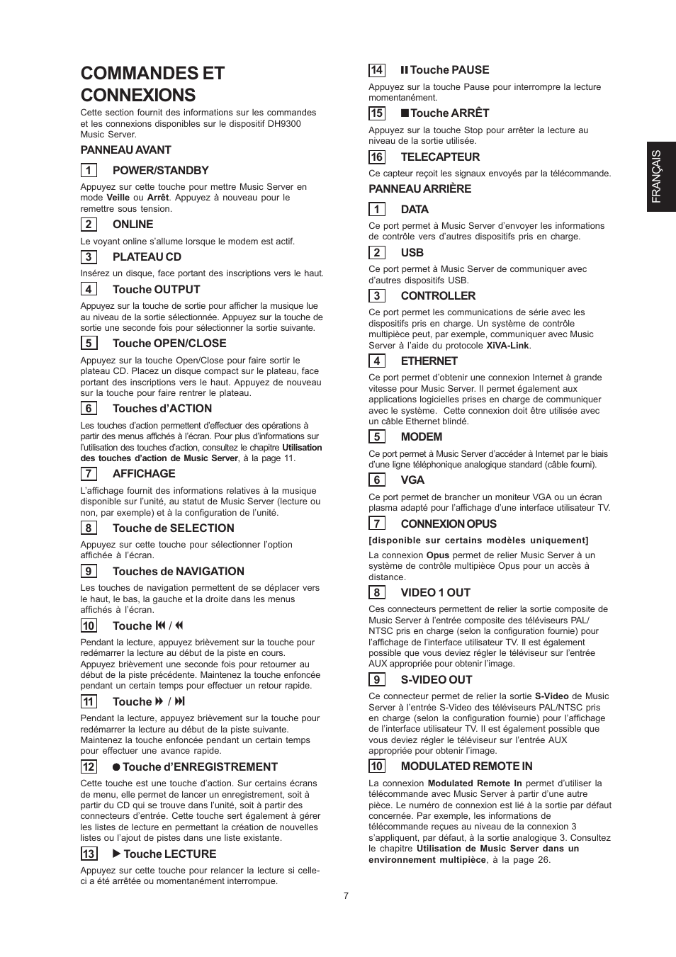 Commandes et connexions | Marantz DH9300 User Manual | Page 41 / 132