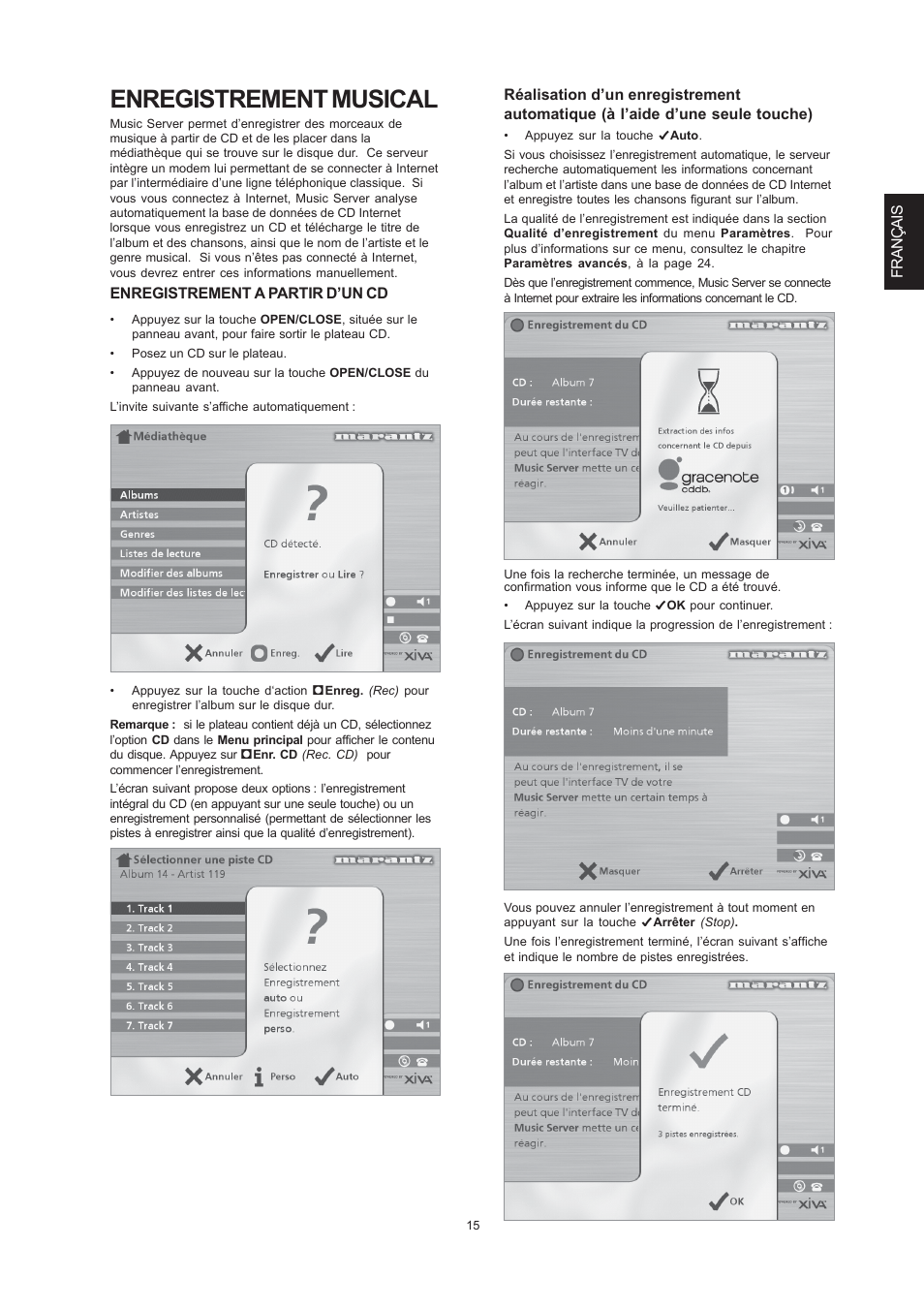 Enregistrement musical | Marantz DH9300 User Manual | Page 49 / 132