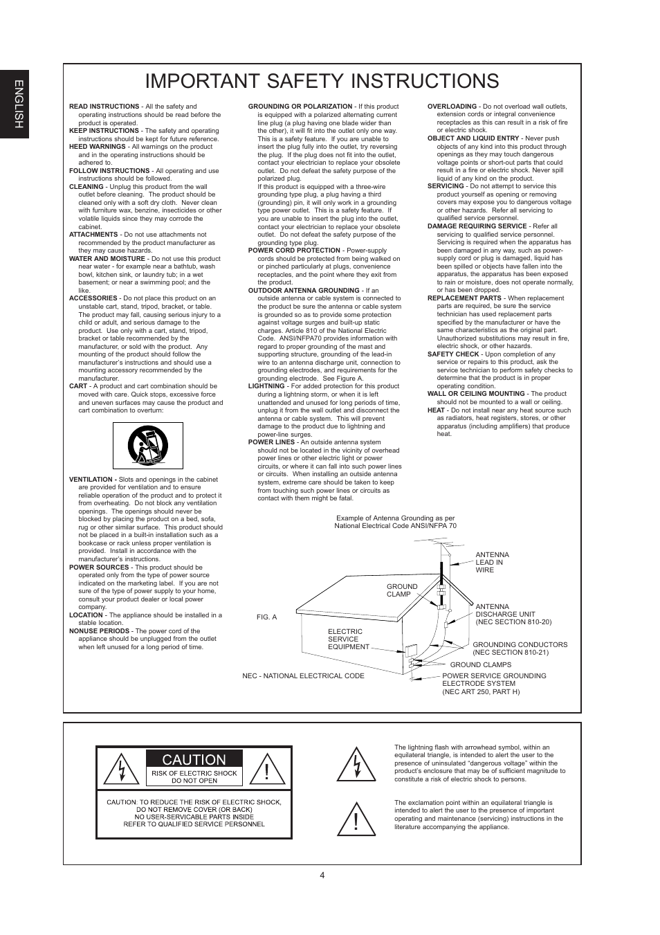 Important safety instructions, English | Marantz DH9300 User Manual | Page 6 / 132