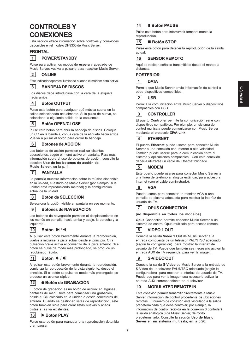 Controles y conexiones | Marantz DH9300 User Manual | Page 71 / 132