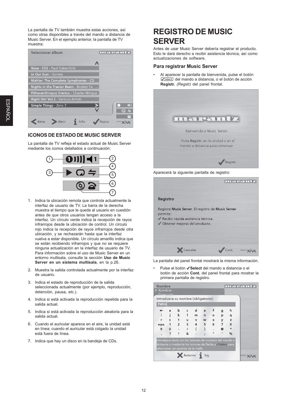 Registro de music server | Marantz DH9300 User Manual | Page 76 / 132